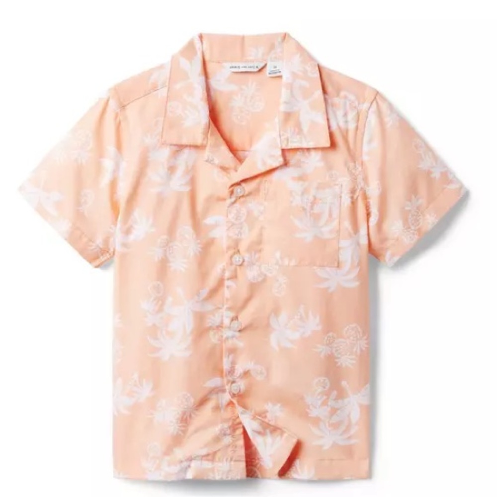 Janie and Jack Boys pineapple Palm print cabana shirt